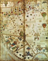 Detail aus einer katalanischen Weltkarte